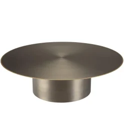 Macabane Table basse ronde en Fer Noir et bordure Dorée JAMES D120 cm Outlet