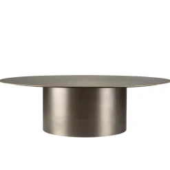 Macabane Table basse ronde en Fer Noir et bordure Dorée JAMES D120 cm Outlet