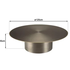 Macabane Table basse ronde en Fer Noir et bordure Dorée JAMES D120 cm Outlet