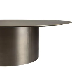Macabane Table basse ronde en Fer Noir et bordure Dorée JAMES D120 cm Outlet