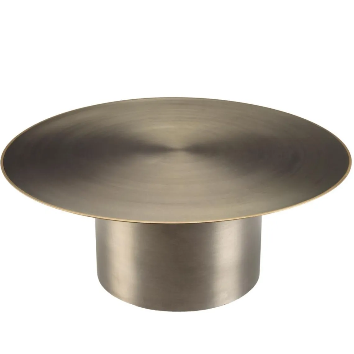 Macabane Table basse ronde en Fer Noir et bordure Dorée JAMES D80 cm Online