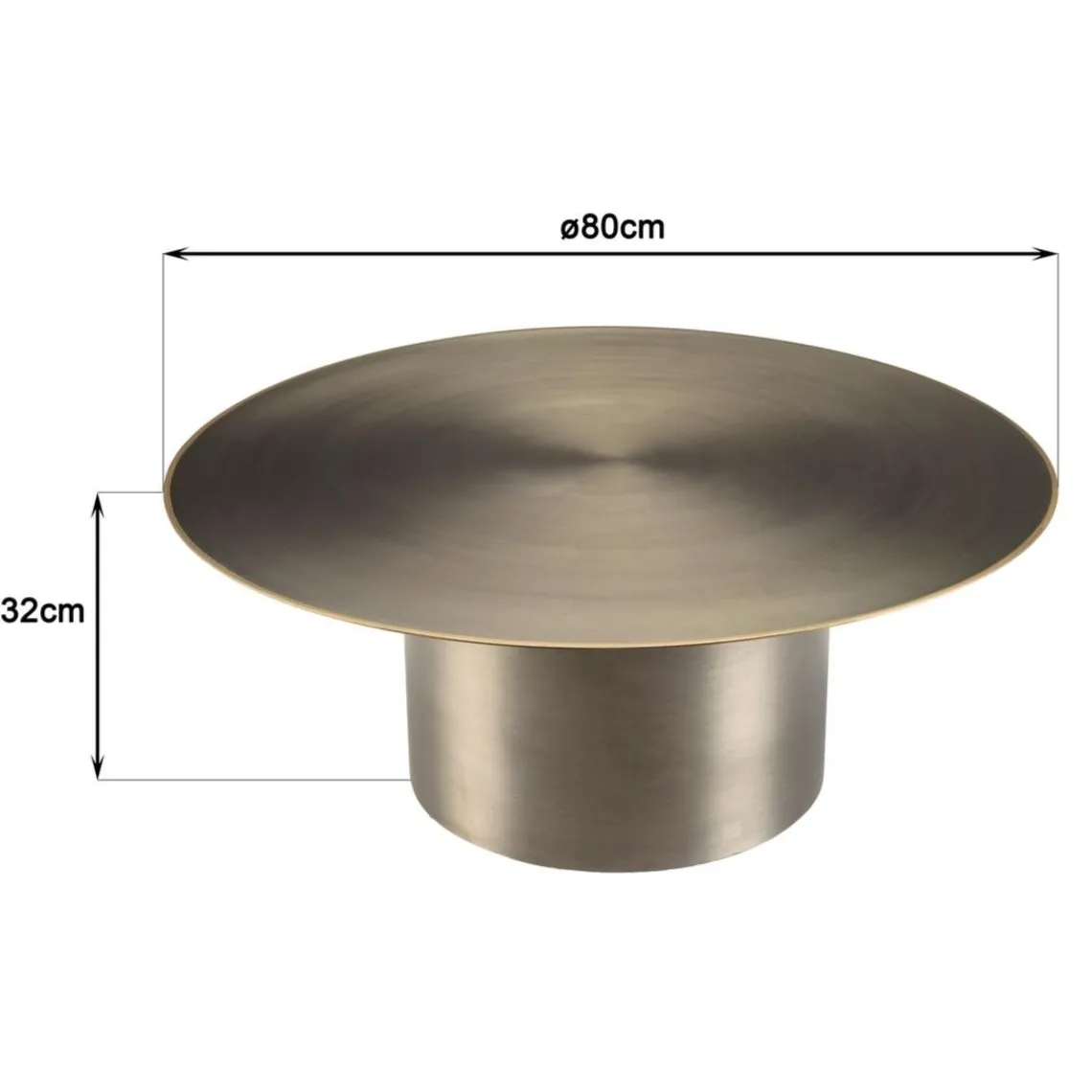 Macabane Table basse ronde en Fer Noir et bordure Dorée JAMES D80 cm Online