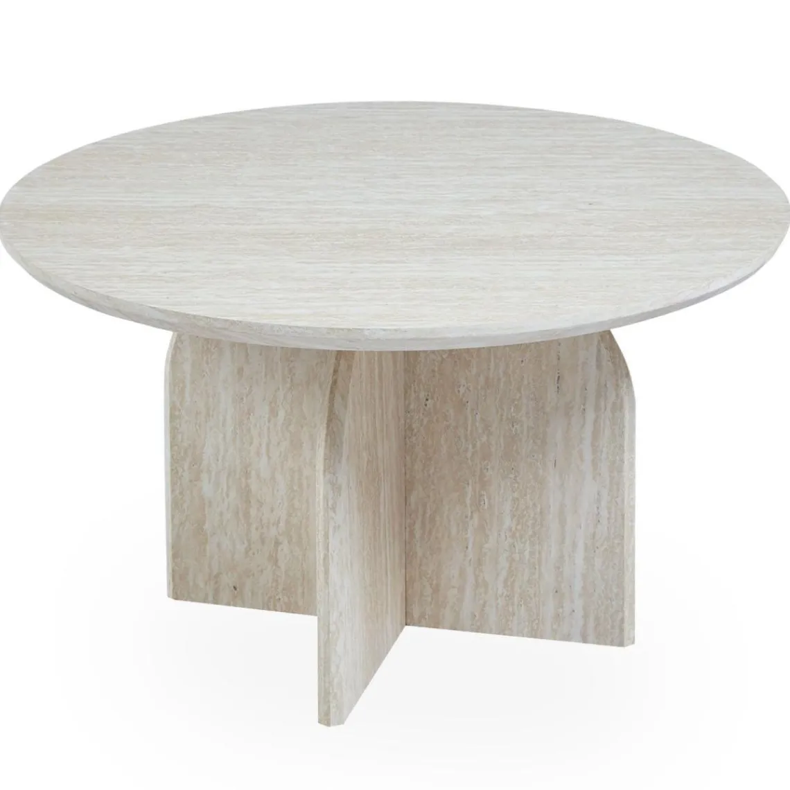 3S. x Home Table basse ronde élégante Calyptus Effet travertin Beige Sale