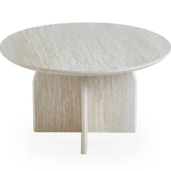 3S. x Home Table basse ronde élégante Calyptus Effet travertin Beige Sale