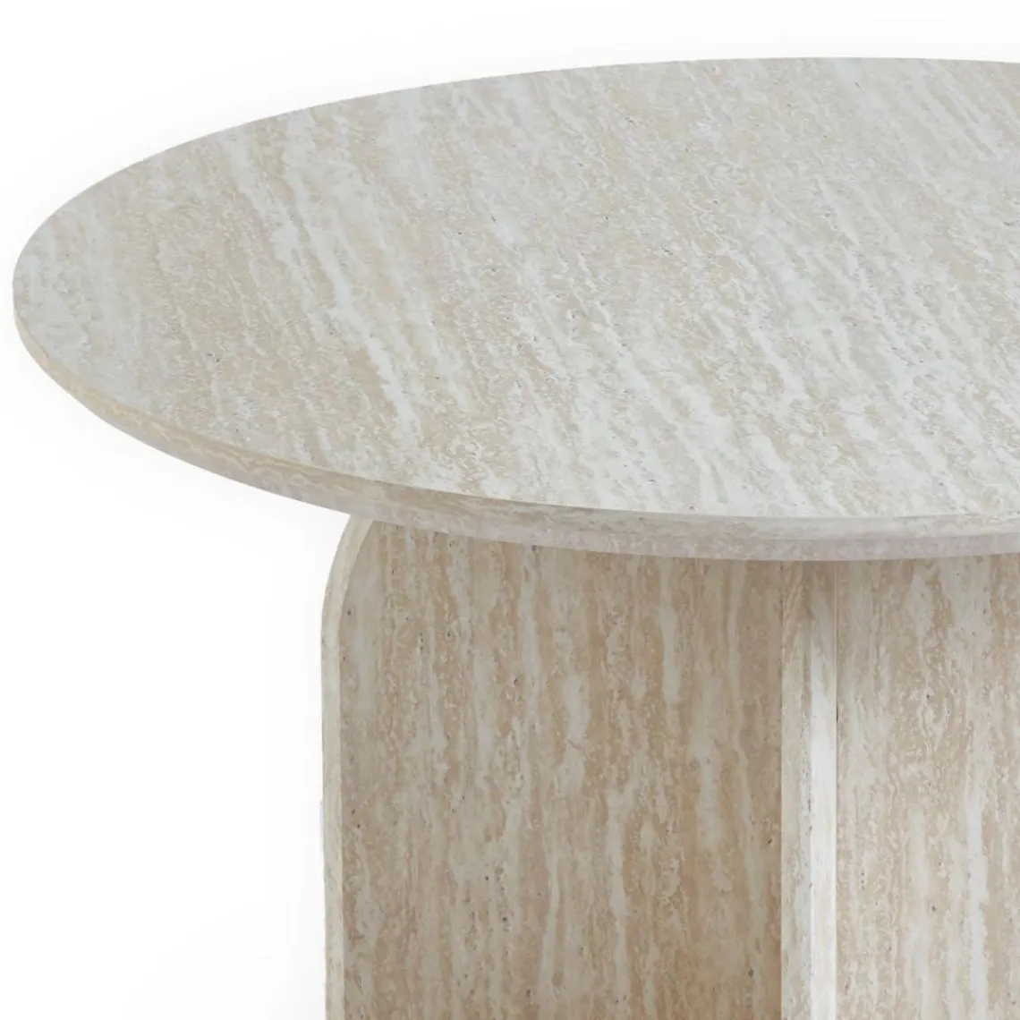 3S. x Home Table basse ronde élégante Calyptus Effet travertin Beige Sale