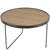 Macabane Table basse ronde mocha pieds asymétriques métal noir JULIA Hot