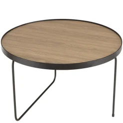 Macabane Table basse ronde mocha pieds asymétriques métal noir JULIA Hot