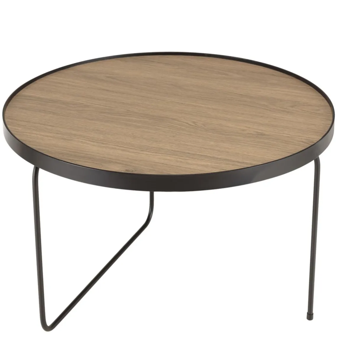 Macabane Table basse ronde mocha pieds asymétriques métal noir JULIA Hot