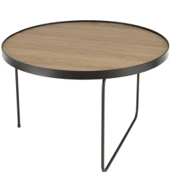Macabane Table basse ronde mocha pieds asymétriques métal noir JULIA Hot