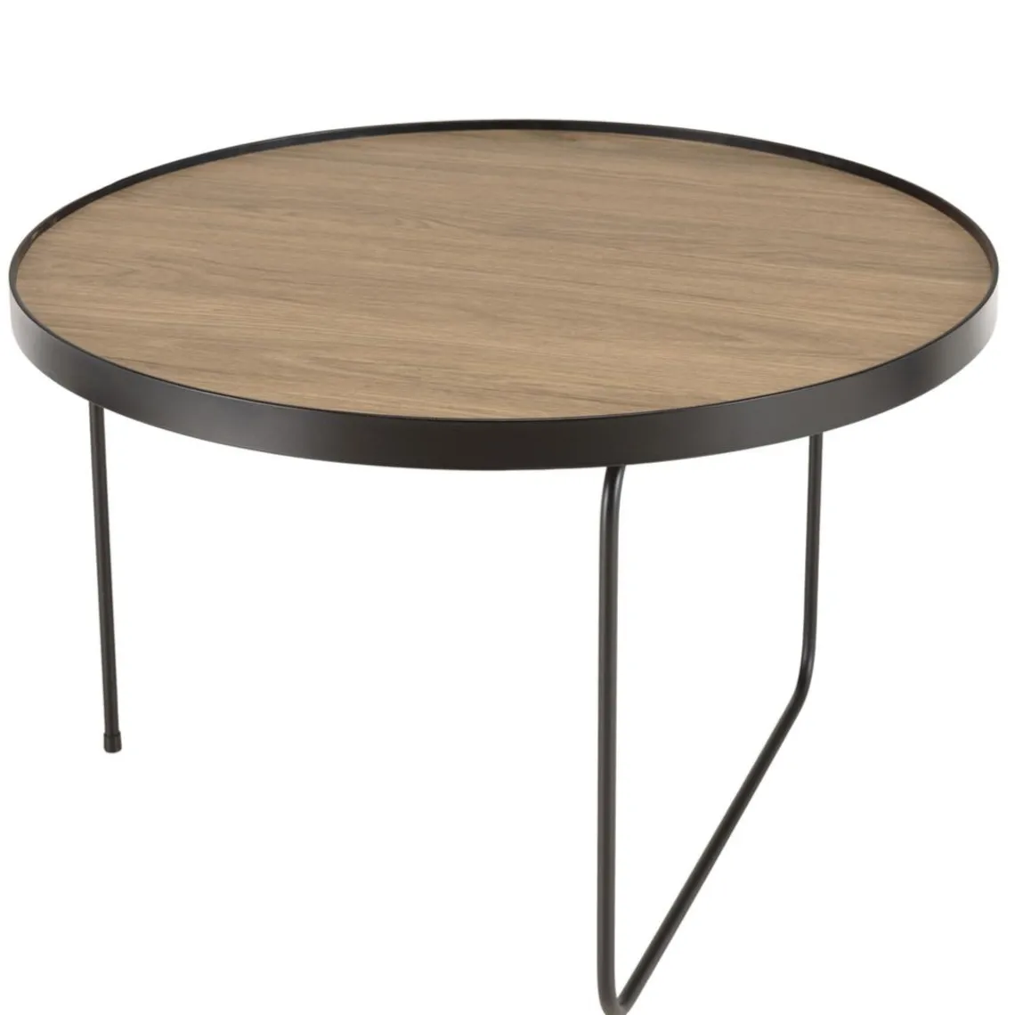 Macabane Table basse ronde mocha pieds asymétriques métal noir JULIA Hot