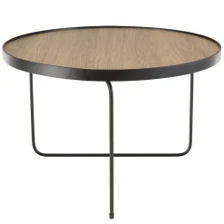 Macabane Table basse ronde mocha pieds asymétriques métal noir JULIA Hot