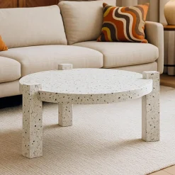 3S. x Home Table basse ronde moderne Titouan Effet Terrazzo Sale