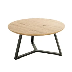 3S. x Home Table basse ronde plateau décor chène Discount