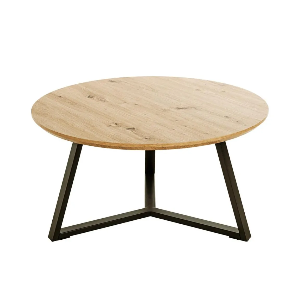 3S. x Home Table basse ronde plateau décor chène Discount