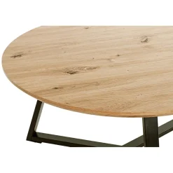 3S. x Home Table basse ronde plateau décor chène Discount