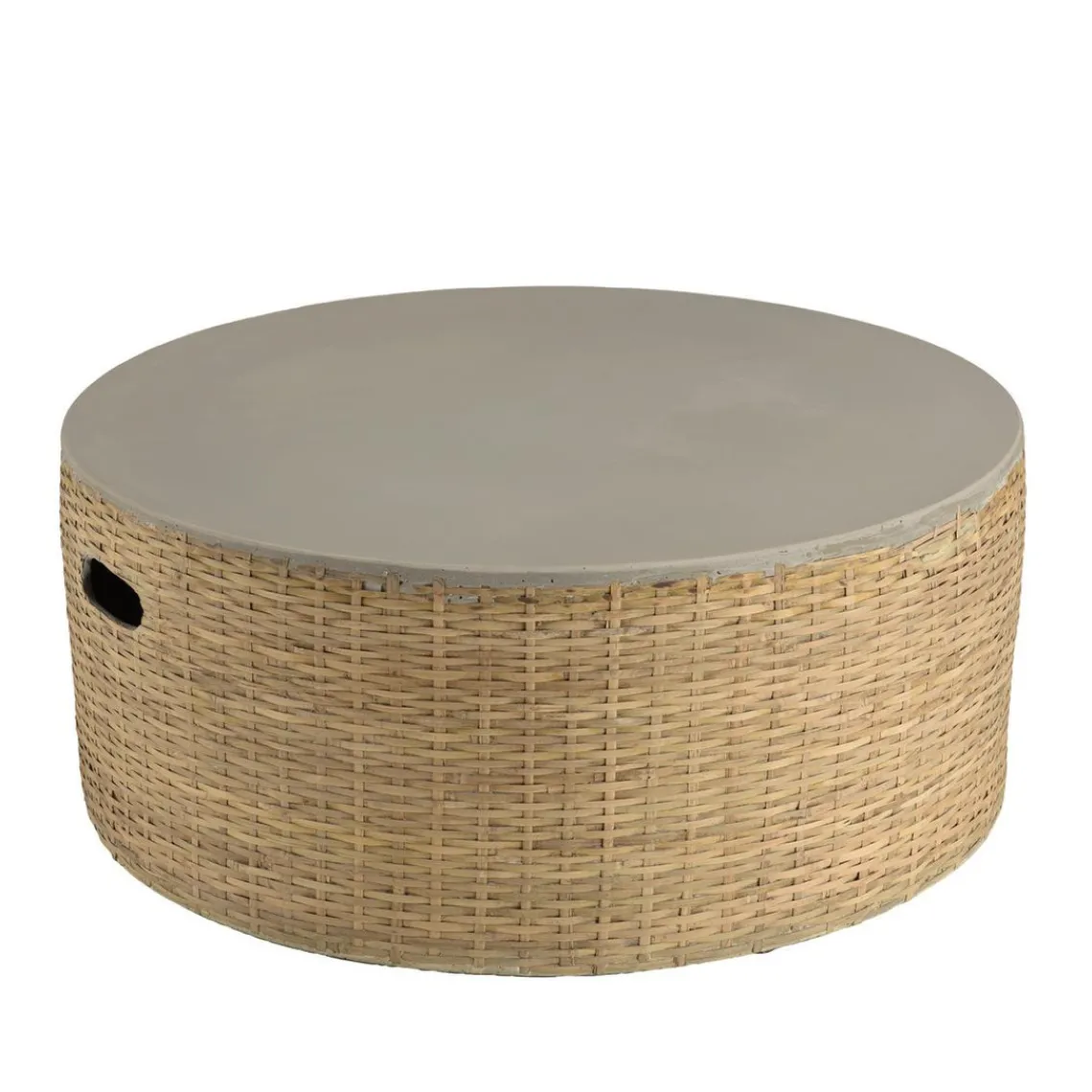 Macabane Table basse ronde plateau en béton socle en bambou naturel HECTOR Discount