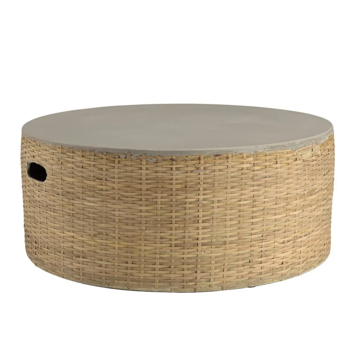 Macabane Table basse ronde plateau en béton socle en bambou naturel HECTOR Discount
