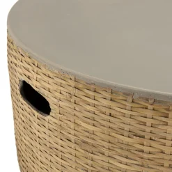 Macabane Table basse ronde plateau en béton socle en bambou naturel HECTOR Discount