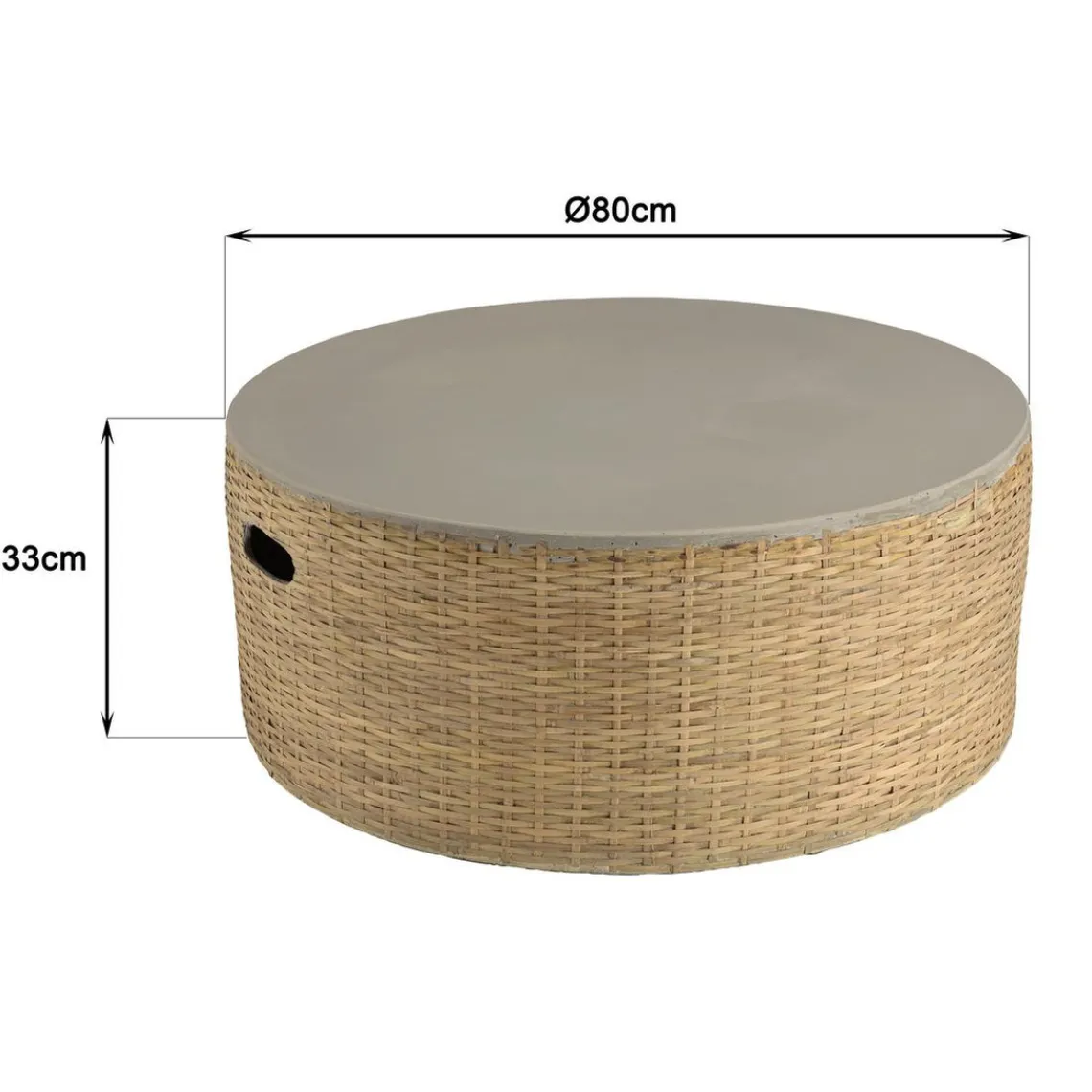 Macabane Table basse ronde plateau en béton socle en bambou naturel HECTOR Discount