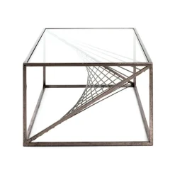 3S. x Home Table basse structure en Acier laqué Bronze antique et plateau en Verre trempé Transparent Discount