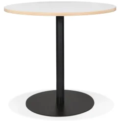 ALTEREGO Table bistrot ronde 'YOGI' blanche avec un pied en métal noir Discount