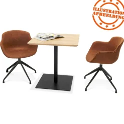 ALTEREGO Table carrée design 'SUMO' en bois finition naturelle et métal noir Sale