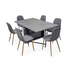 3S. x Home Table console extensible Nefertiti Effet béton ciré gris