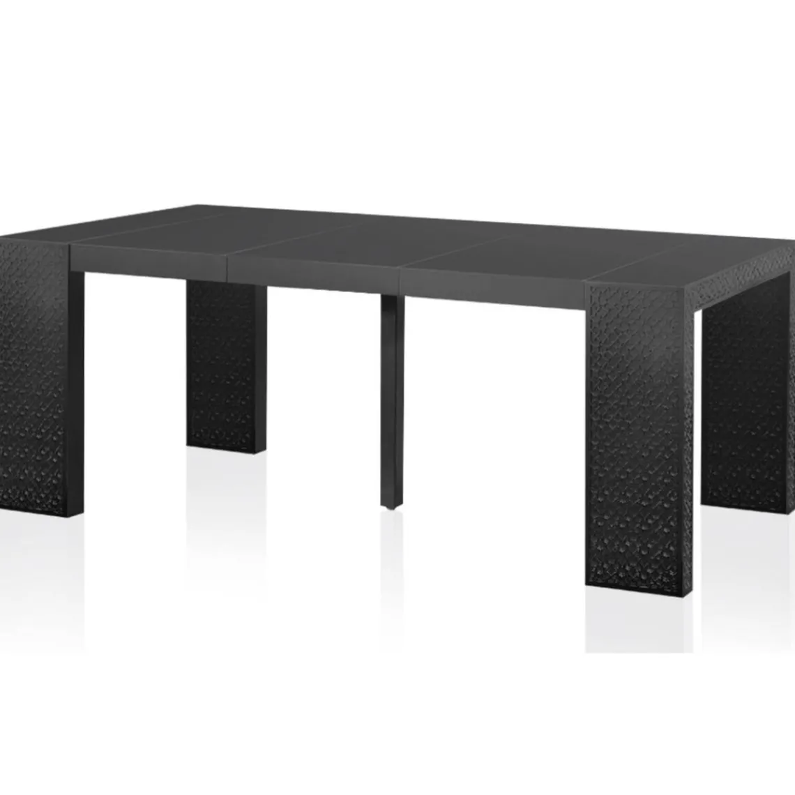 3S. x Home Table console extensible 200cm moulures orientales Nassau Morocco Noir mat Outlet