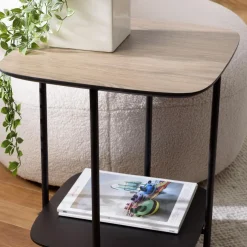 Macabane Table d'appoint 2 plateaux bi-matière pieds métal JULIA Hot