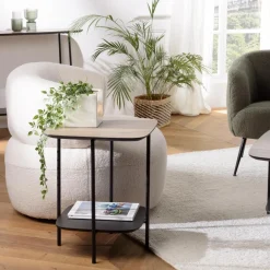 Macabane Table d'appoint 2 plateaux bi-matière pieds métal JULIA Hot