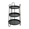3S. x Home Table d'appoint 3 plateaux métal laqué noir Outlet