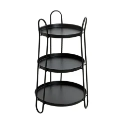 3S. x Home Table d'appoint 3 plateaux métal laqué noir Outlet