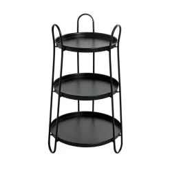 3S. x Home Table d'appoint 3 plateaux métal laqué noir Outlet