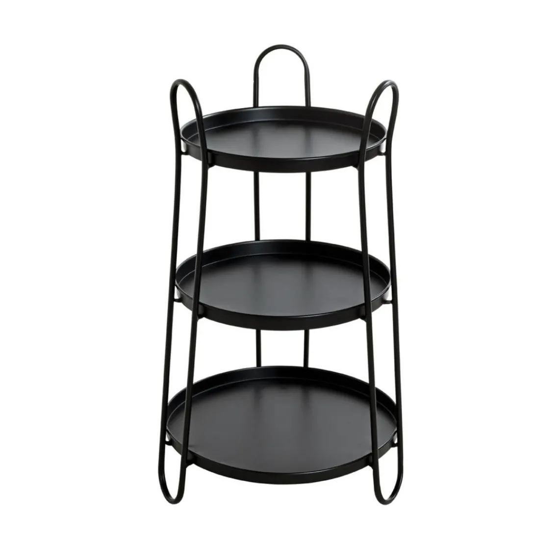 3S. x Home Table d'appoint 3 plateaux métal laqué noir Outlet