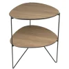 Macabane Table d'appoint 2 plateaux ovoïdes couleur mocha pieds métal JULIA Clearance