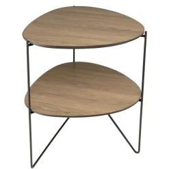 Macabane Table d'appoint 2 plateaux ovoïdes couleur mocha pieds métal JULIA Clearance