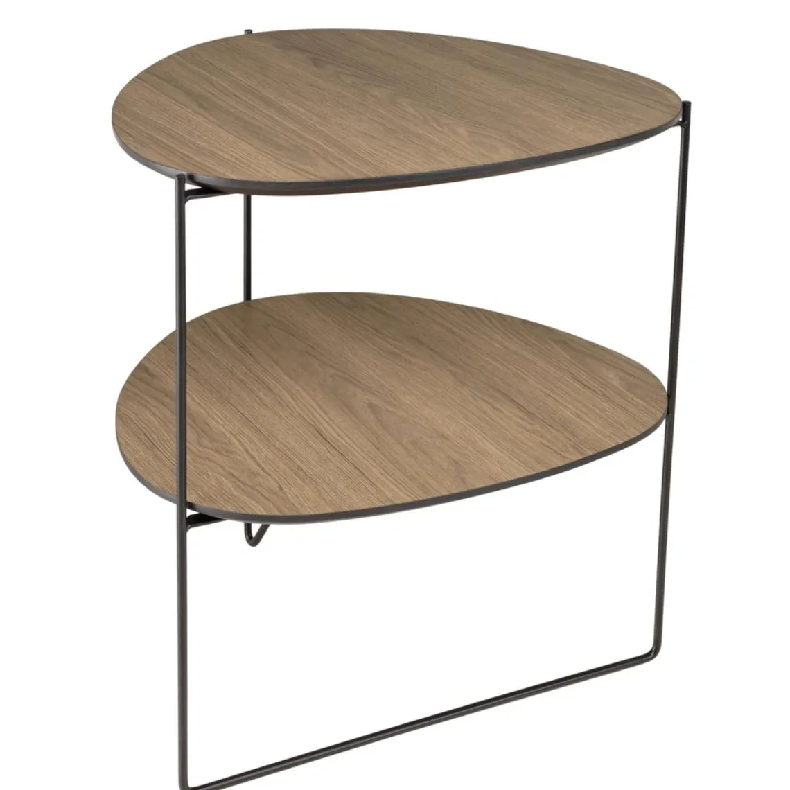 Macabane Table d'appoint 2 plateaux ovoïdes couleur mocha pieds métal JULIA Clearance