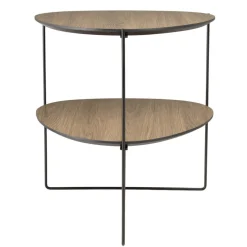 Macabane Table d'appoint 2 plateaux ovoïdes couleur mocha pieds métal JULIA Clearance