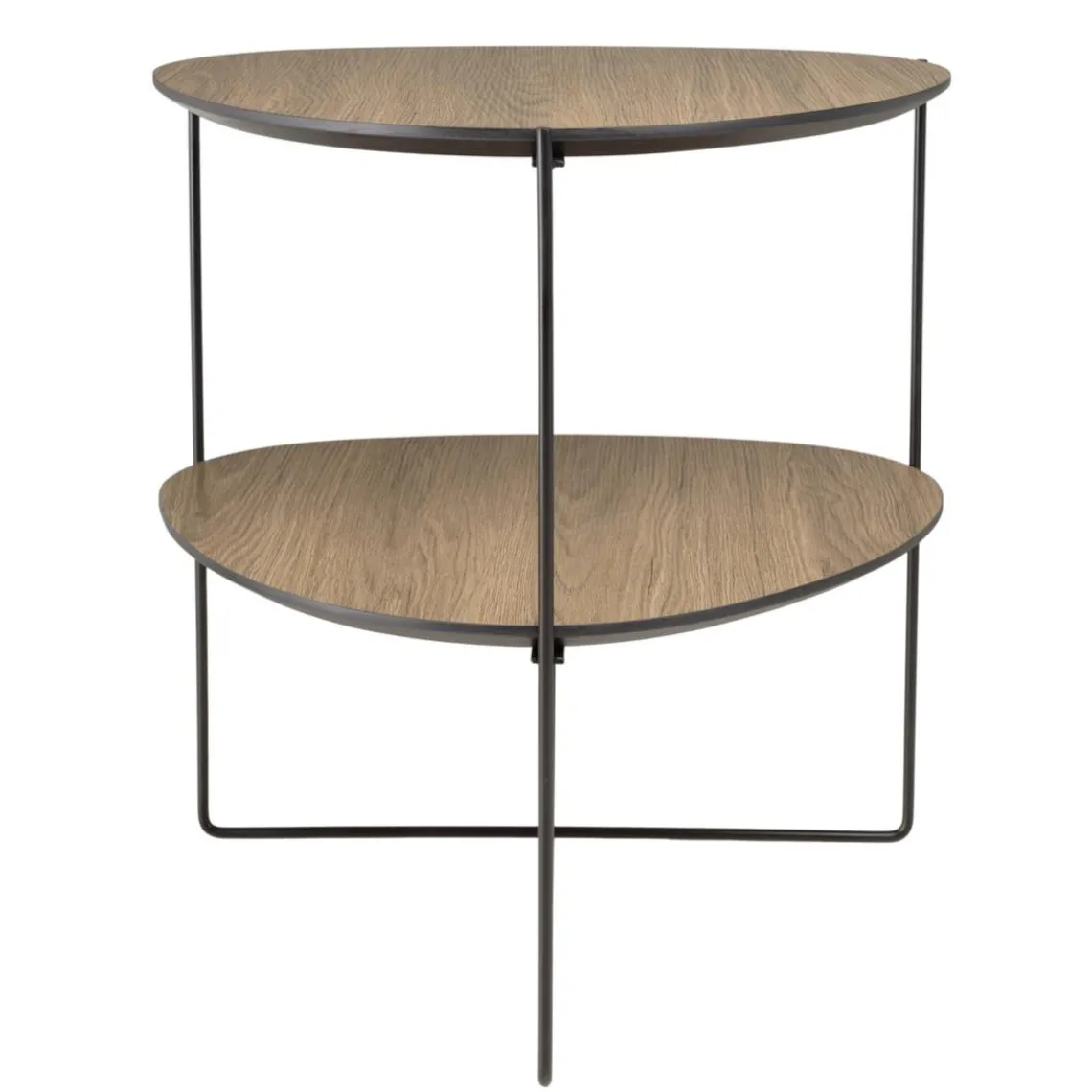 Macabane Table d'appoint 2 plateaux ovoïdes couleur mocha pieds métal JULIA Clearance