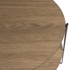 Macabane Table d'appoint 2 plateaux ovoïdes couleur mocha pieds métal JULIA Clearance