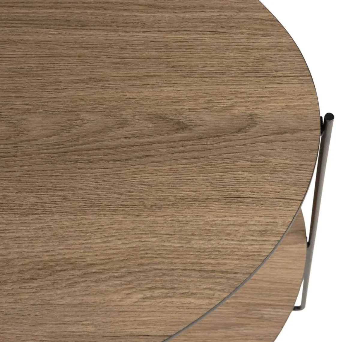 Macabane Table d'appoint 2 plateaux ovoïdes couleur mocha pieds métal JULIA Clearance