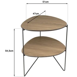 Macabane Table d'appoint 2 plateaux ovoïdes couleur mocha pieds métal JULIA Clearance