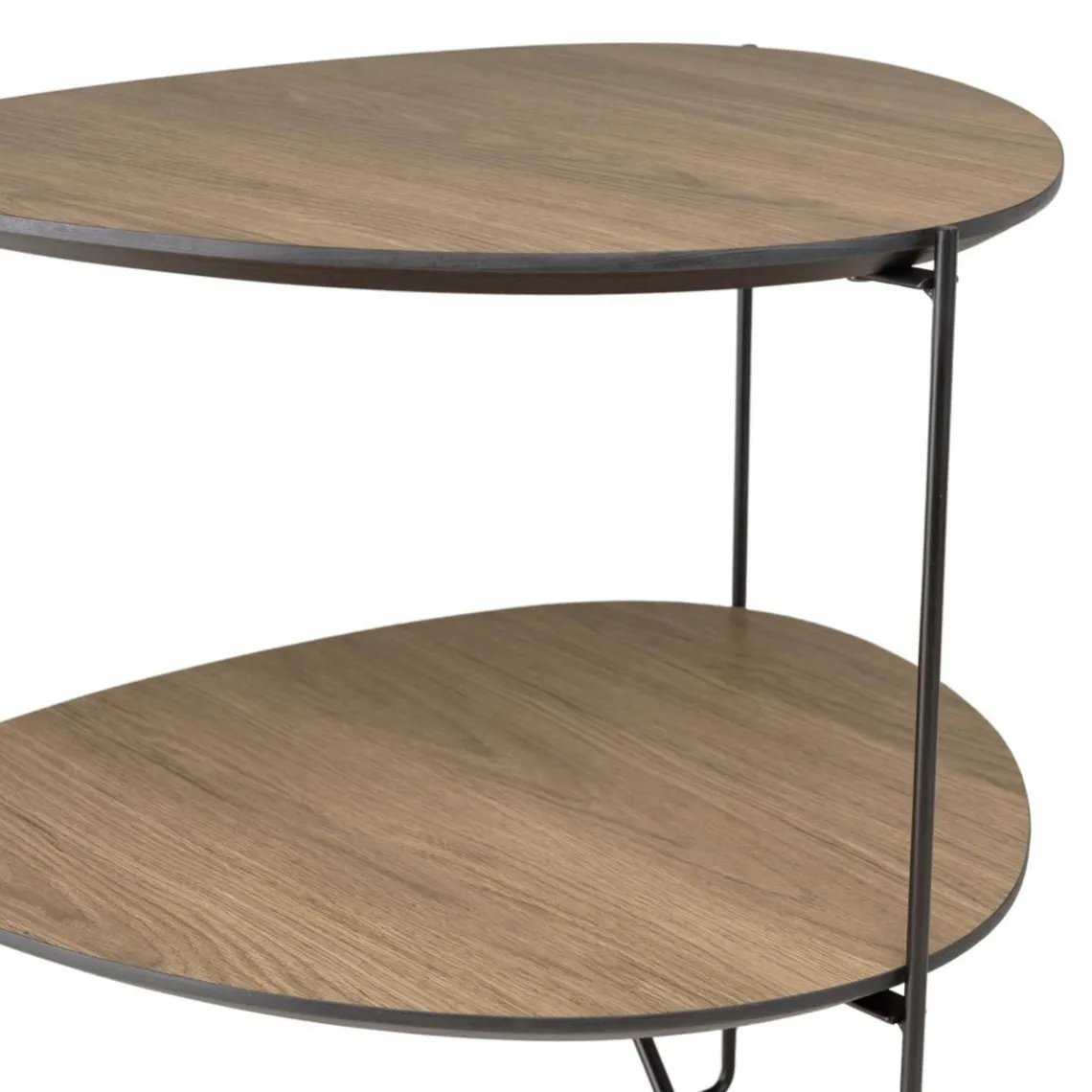Macabane Table d'appoint 2 plateaux ovoïdes couleur mocha pieds métal JULIA Clearance