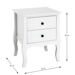 3S. x Home table d'appoint 2 tiroirs - blanc Hot