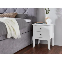 3S. x Home table d'appoint 2 tiroirs - blanc Hot