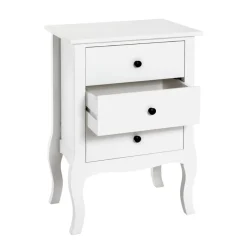 3S. x Home table d'appoint 3 tiroirs - blanc Outlet