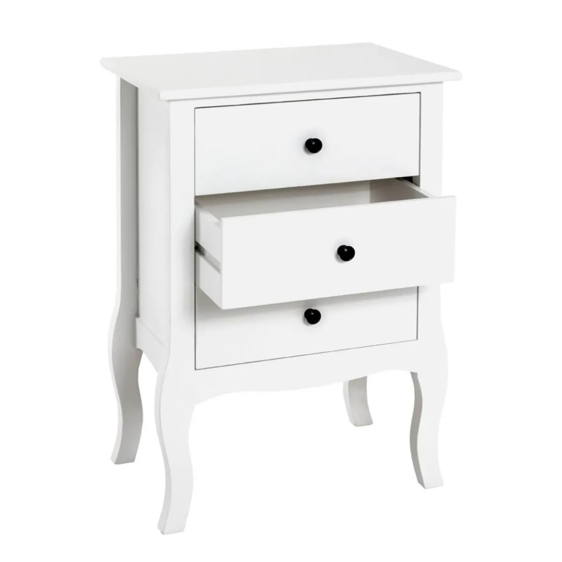 3S. x Home table d'appoint 3 tiroirs - blanc Outlet