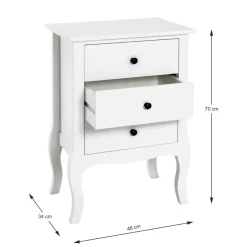 3S. x Home table d'appoint 3 tiroirs - blanc Outlet