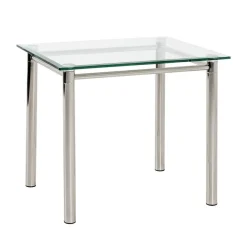 3S. x Home Table d'appoint acier chromé poli plateau en verre trempé Sale