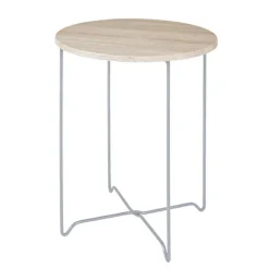3S. x Home table d'appoint acier et effet chêne clair Clearance